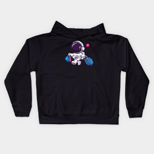 Cute Astronaut Traveling With Suitcase And Bag Cartoon Kids Hoodie